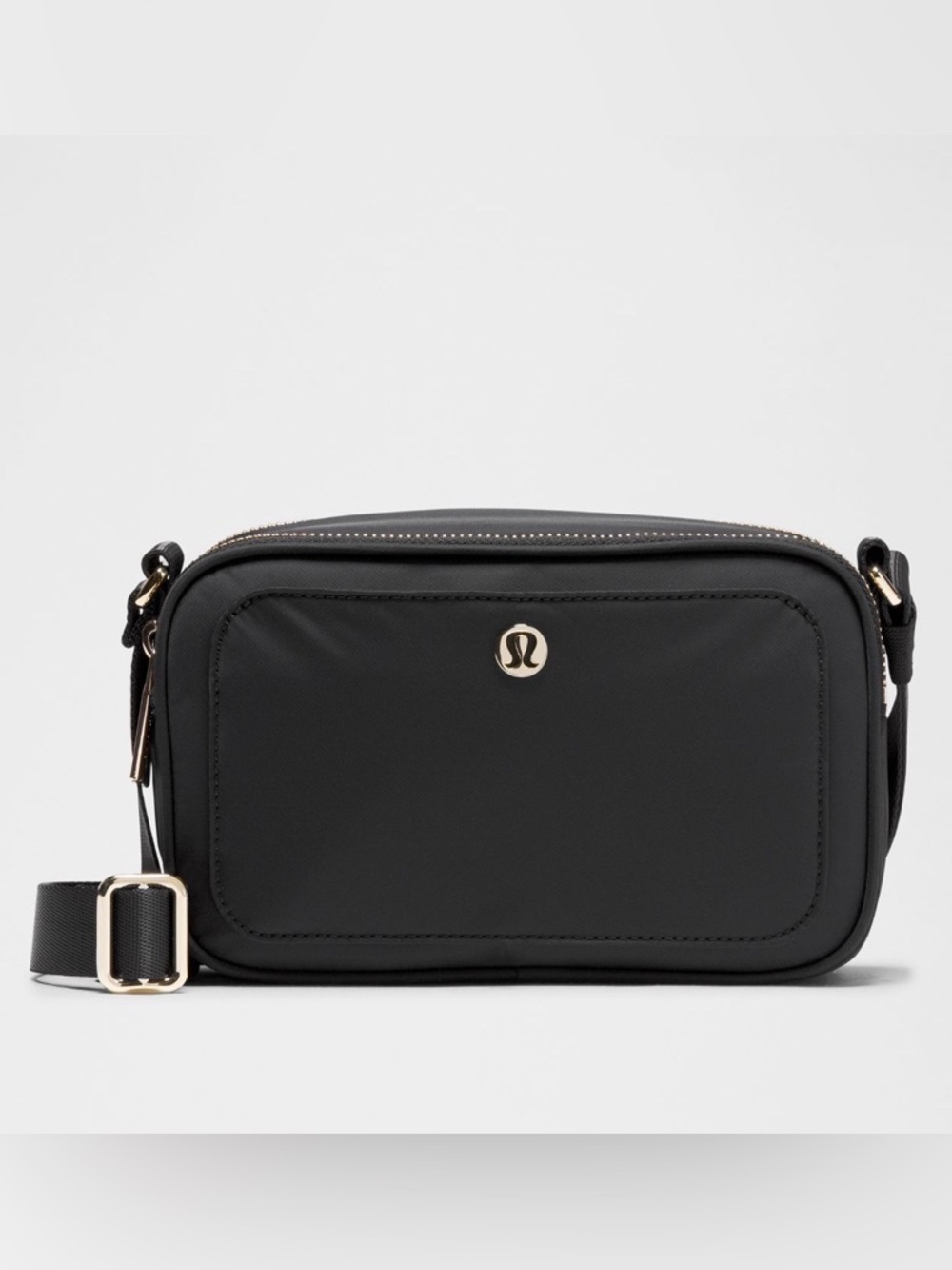 Lululemon Black Crossbody Camera Bag with Gold Hardware